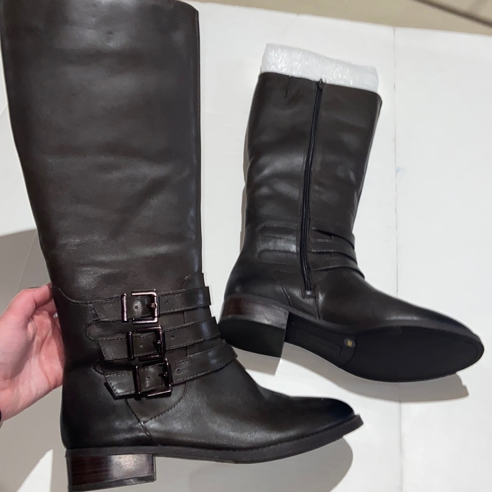 INC leather calf length boots